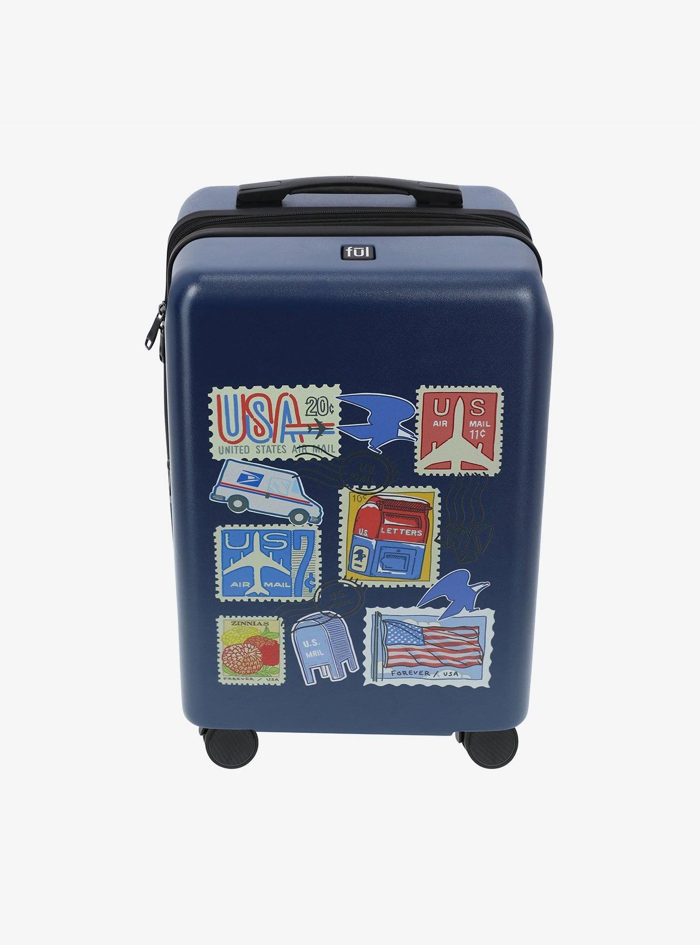 FUL USPS Stamps Carry-On Luggage Blue 3 FUL USPS Stamps Carry-On Luggage Blue