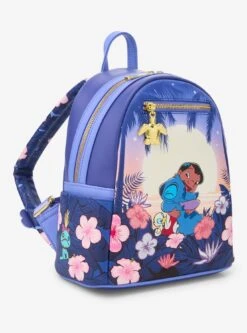 Loungefly Disney Lilo & Stitch Floral Sunset Scene Mini Backpack (BoxLunch 10th Anniversary Edition) - BoxLunch Exclusive