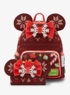Loungefly Disney Minnie Mouse Sweater Holiday Mini Backpack — BoxLunch Exclusive -Bioworld Store 34497214 av2