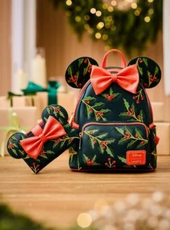 Loungefly Disney Minnie Mouse Holiday Holly Ears Mini Backpack - BoxLunch Exclusive -Bioworld Store 34497216 av4 1