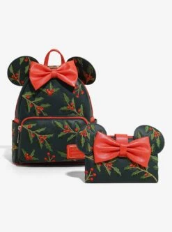 Loungefly Disney Minnie Mouse Holiday Holly Ears Mini Backpack - BoxLunch Exclusive -Bioworld Store 34497216 av5 1