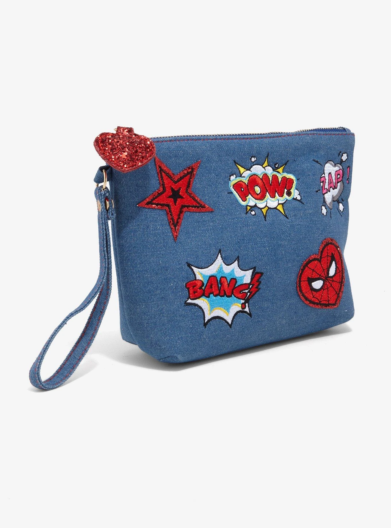 Marvel Spider-Man Denim Cartoon Patches Cosmetic Bag 6 Marvel Spider-Man Denim Cartoon Patches Cosmetic Bag - Image 4