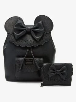 Loungefly Disney Minnie Mouse Pebble Textured Black Mini Backpack — BoxLunch Exclusive -Bioworld Store 34602851 av4 1
