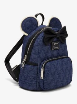 Loungefly Disney Minnie Mouse Denim Quilted Mini Backpack — BoxLunch Exclusive -Bioworld Store 34602866 av1 1