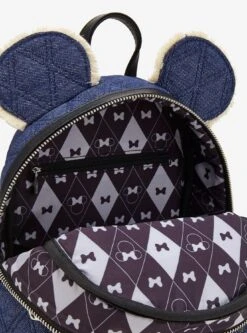 Loungefly Disney Minnie Mouse Denim Quilted Mini Backpack — BoxLunch Exclusive -Bioworld Store 34602866 av3 1