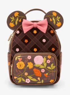 Disney Minnie Mouse Velvet Floral Interchangeable Ears Mini Backpack - BoxLunch Exclusive