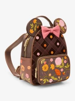 Disney Minnie Mouse Velvet Floral Interchangeable Ears Mini Backpack - BoxLunch Exclusive -Bioworld Store 34777337 av2 1