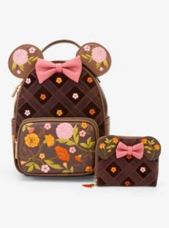 Disney Minnie Mouse Velvet Floral Interchangeable Ears Mini Backpack - BoxLunch Exclusive -Bioworld Store 34777337 av5