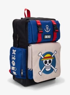 One Piece Straw Hat Crew Jolly Roger Multi-Pocket Backpack - BoxLunch Exclusive
