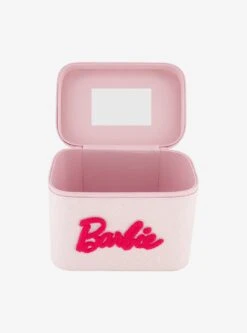 Barbie Glitter Pink Cosmetic Case Organizer With Mirror
