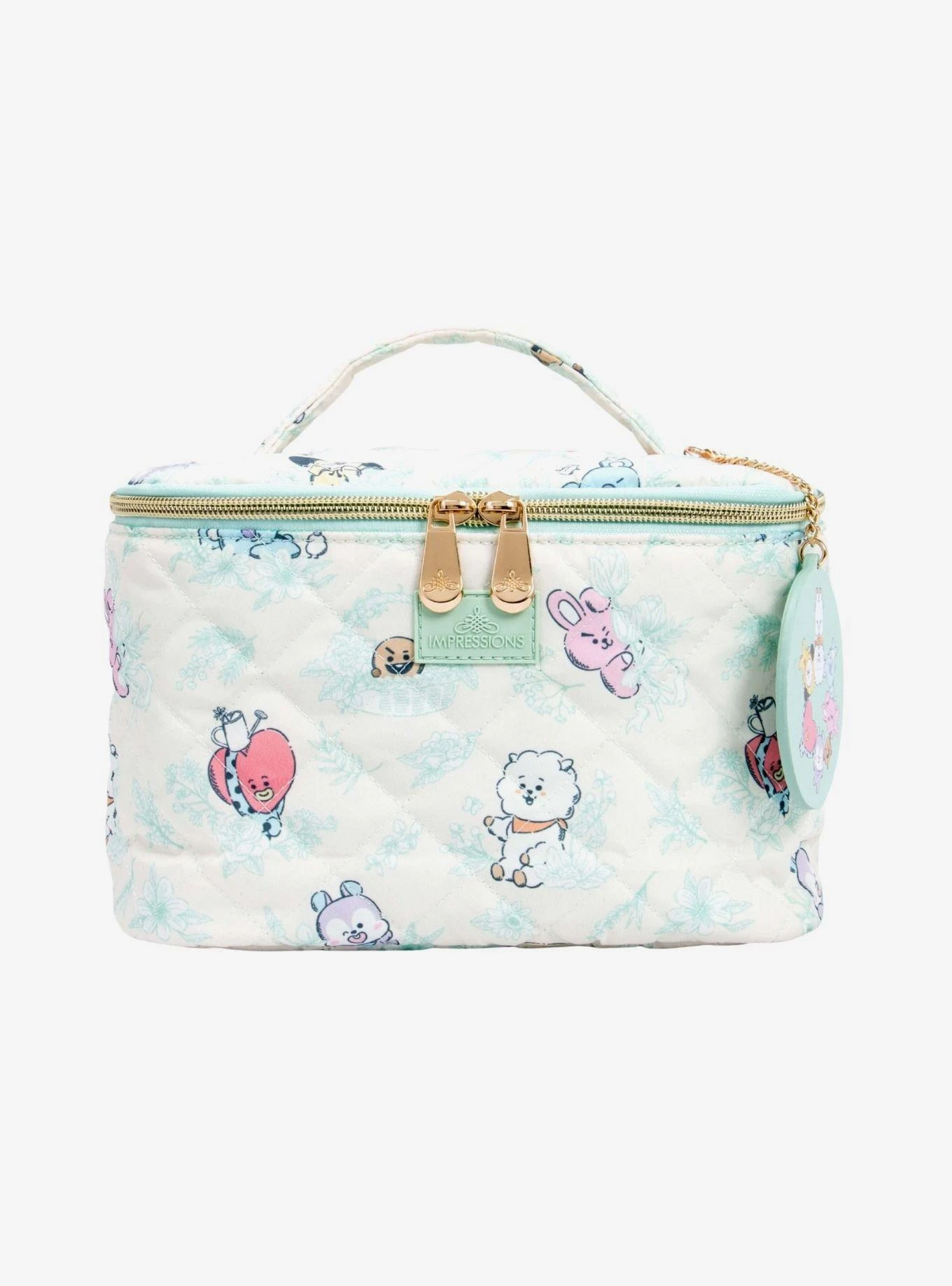 BT21 Quilted Train Cases W/ Mirror Keychain 3 BT21 Quilted Train Cases W/ Mirror Keychain